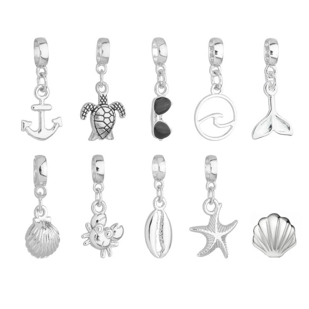 Berloques Mar Praia Banhado a Prata 925 em Oferta na Shopee