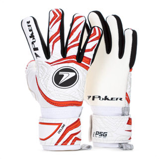 Luva de Goleiro Poker Campo Profissional Ciclone Branco e Vermelho - Adulto em Oferta na Shopee