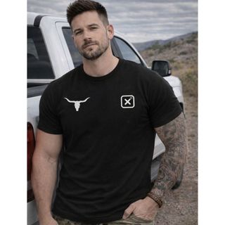 Camiseta Masculina Algodão Premium Estampa Minimalista Longhorn Estilo Urbano