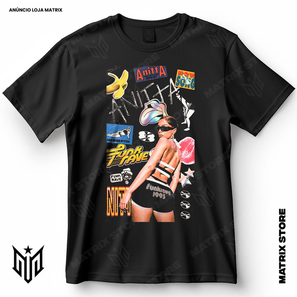 Camisa Anitta FunkRave Carnaval Blusa Camiseta de Artistas Nacionais 100% Algodão