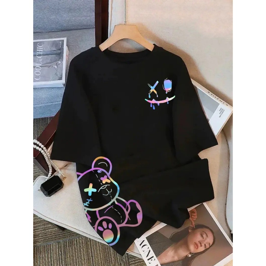 Camiseta Masculina Algodão Adulto Infantil e Plus Size Sorisso X Urso Color Streetwear Moda Premium