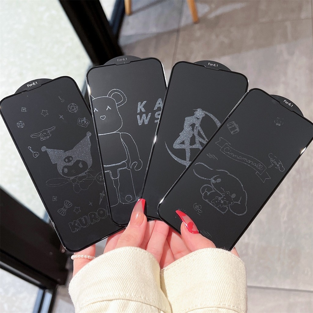 Cartoon Full Cover HD Tempered Glass Film For iPhone 17 16 15 14 13 E PLUS PRO MAX Screen Protectors