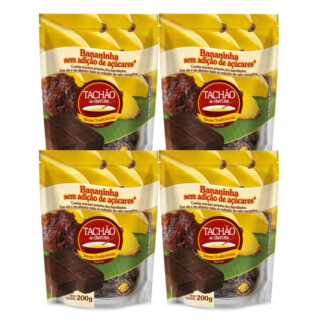 Kit 4un Bananinha s/ adição de Açúcar TACHÃO DE UBATUBA 200g