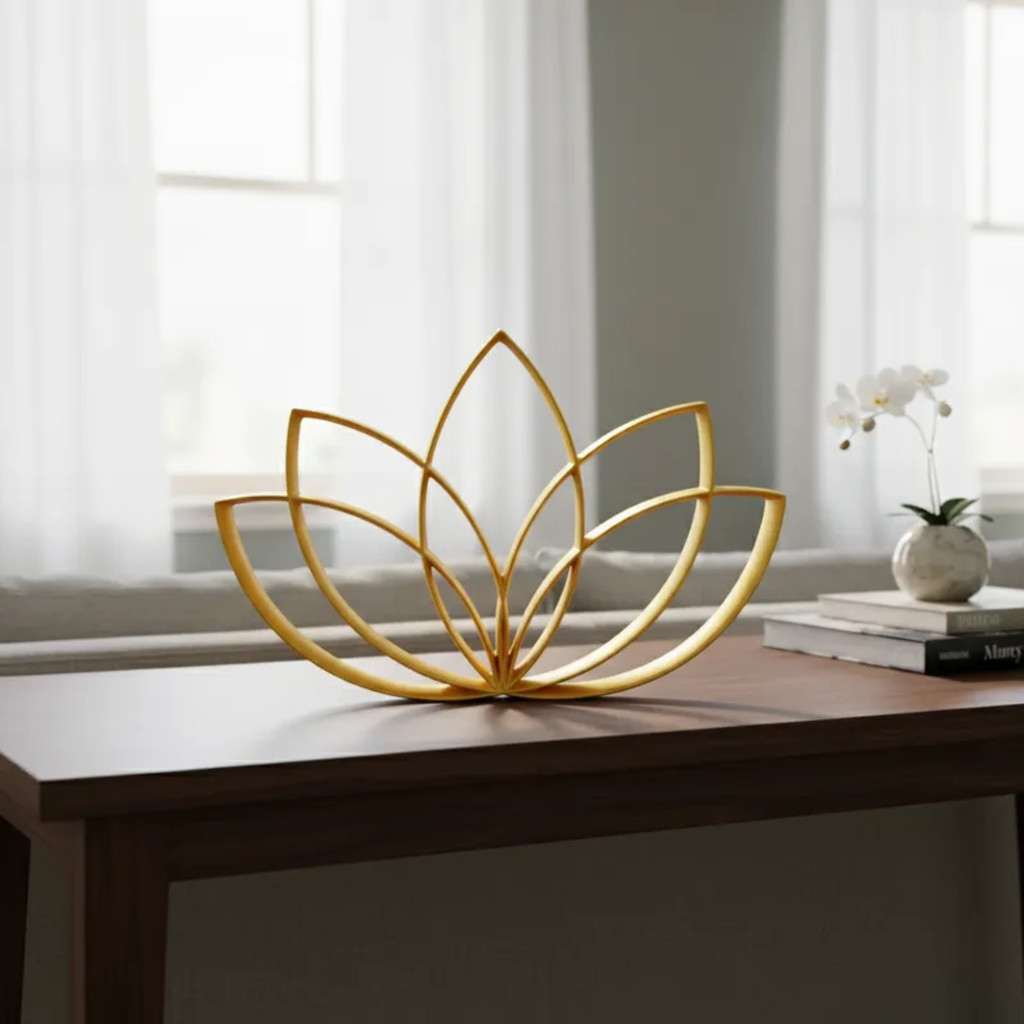 Imagem Estatueta Flor de Lótus Decorativa 3D – Decoração Zen e Espiritual Minimalista