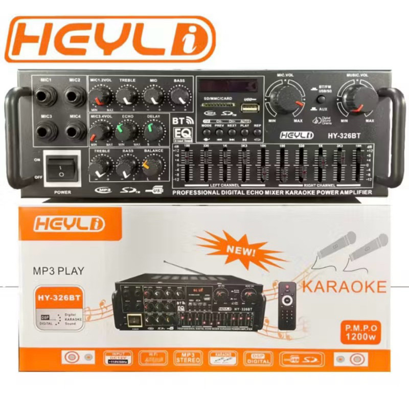 SUPER Amplificador Bluetooth 1200W 220v 2 Canais C/ Equalizador USB SD FM Karaokê 4x P10 MICROFONE em Oferta na Shopee