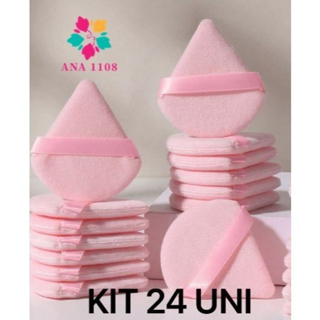 ANA1108 Kit 24/48 unidades Esponja Triangular Para Pó De Veludo Maquiagem