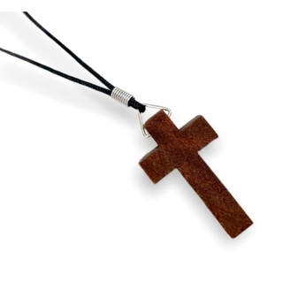 Cordão Pescoço com Cruz Madeira Lisa
