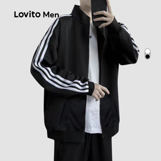 Lovito Jaqueta Masculina Casual Clássica E Versátil Com Detalhes Contrastantes Ideal Para Outono/inverno Preta LNE122168 em Oferta na Shopee