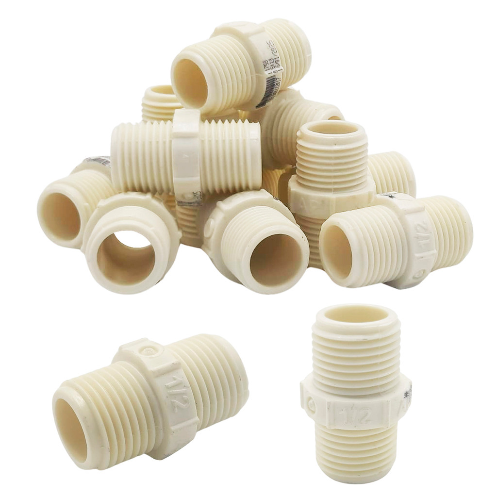 Kit 15 Nipel de Rosca 1/2" de PVC Conexão Segura para Irrigação Branco Amanco