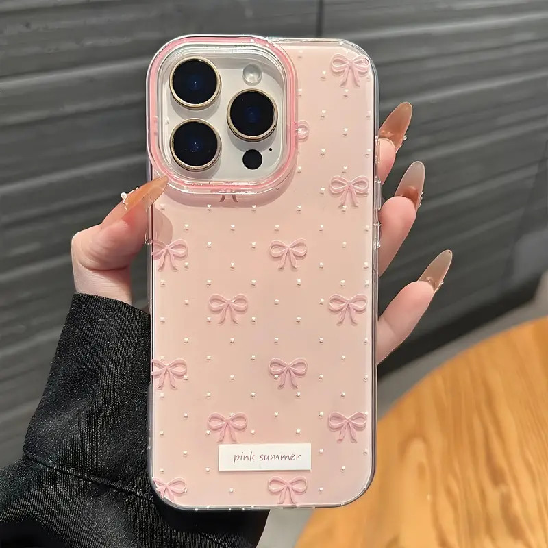 Capinha Capa Material transparente TPU Estampa de laço rosa Motorola Moto G04 G7 G15 G22 G32 G35 G52 G53 G60 G84 em Oferta na Shopee