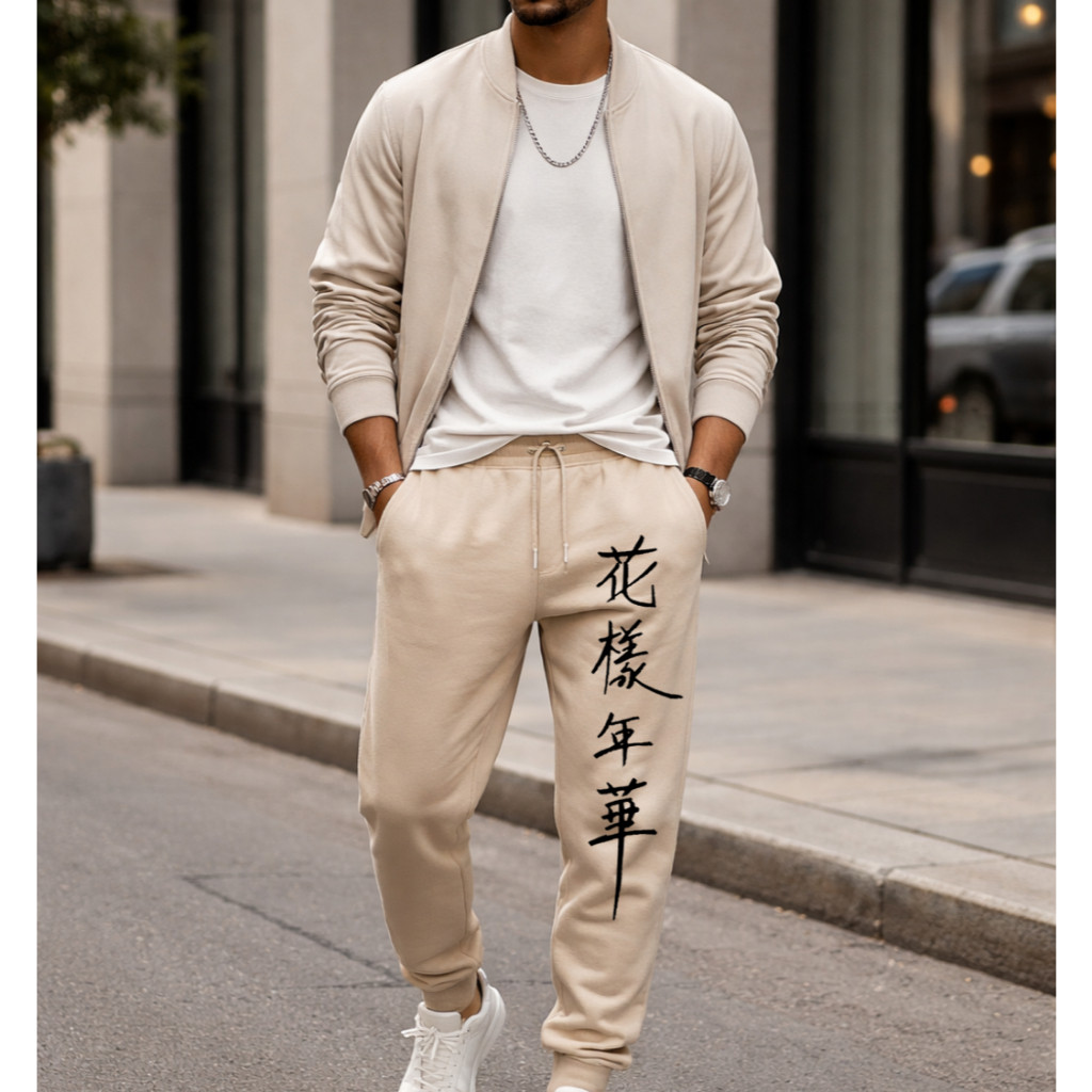 Calça De Moletom Unissex Estampa Escritas Japonesa Style Confortavel e Quentinha Malha 100% Algodao