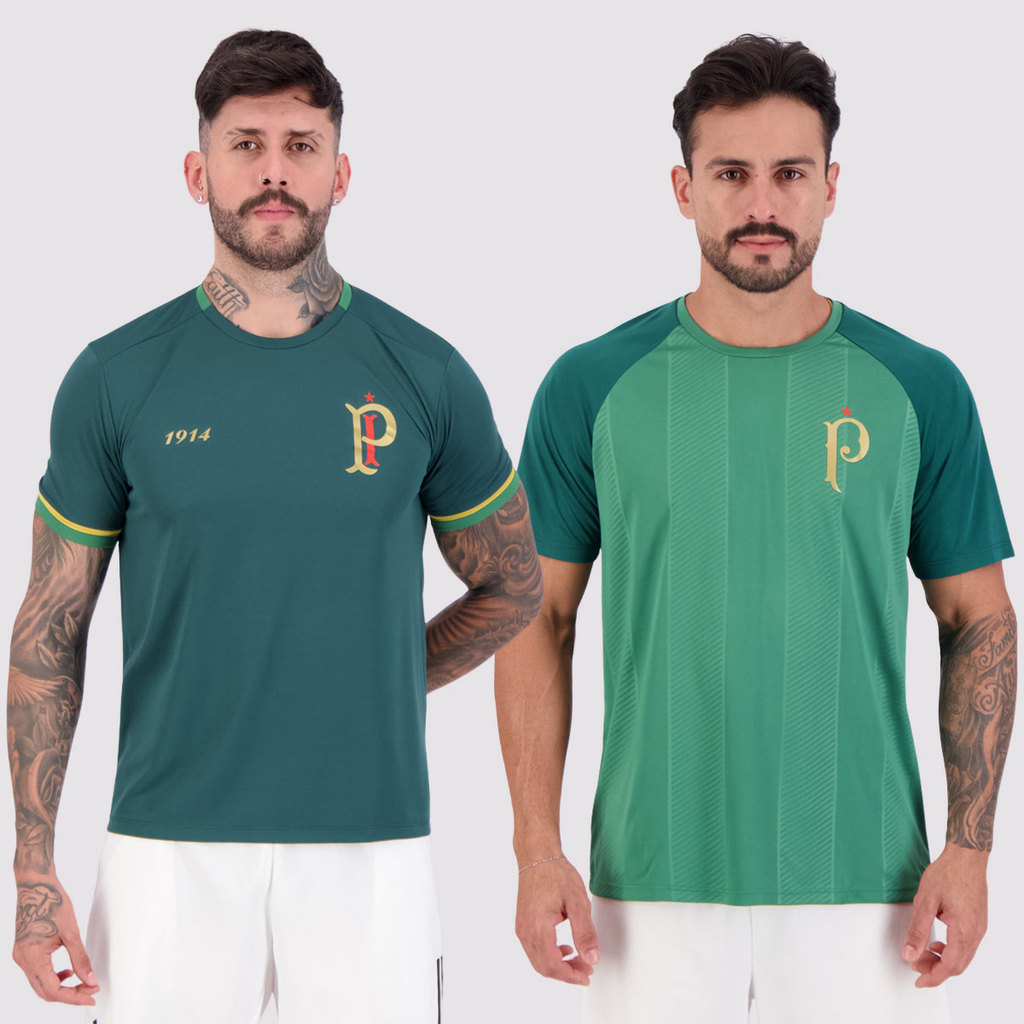 Kit 2 Camisas Palmeiras Energy e Palestra Raglan Verde