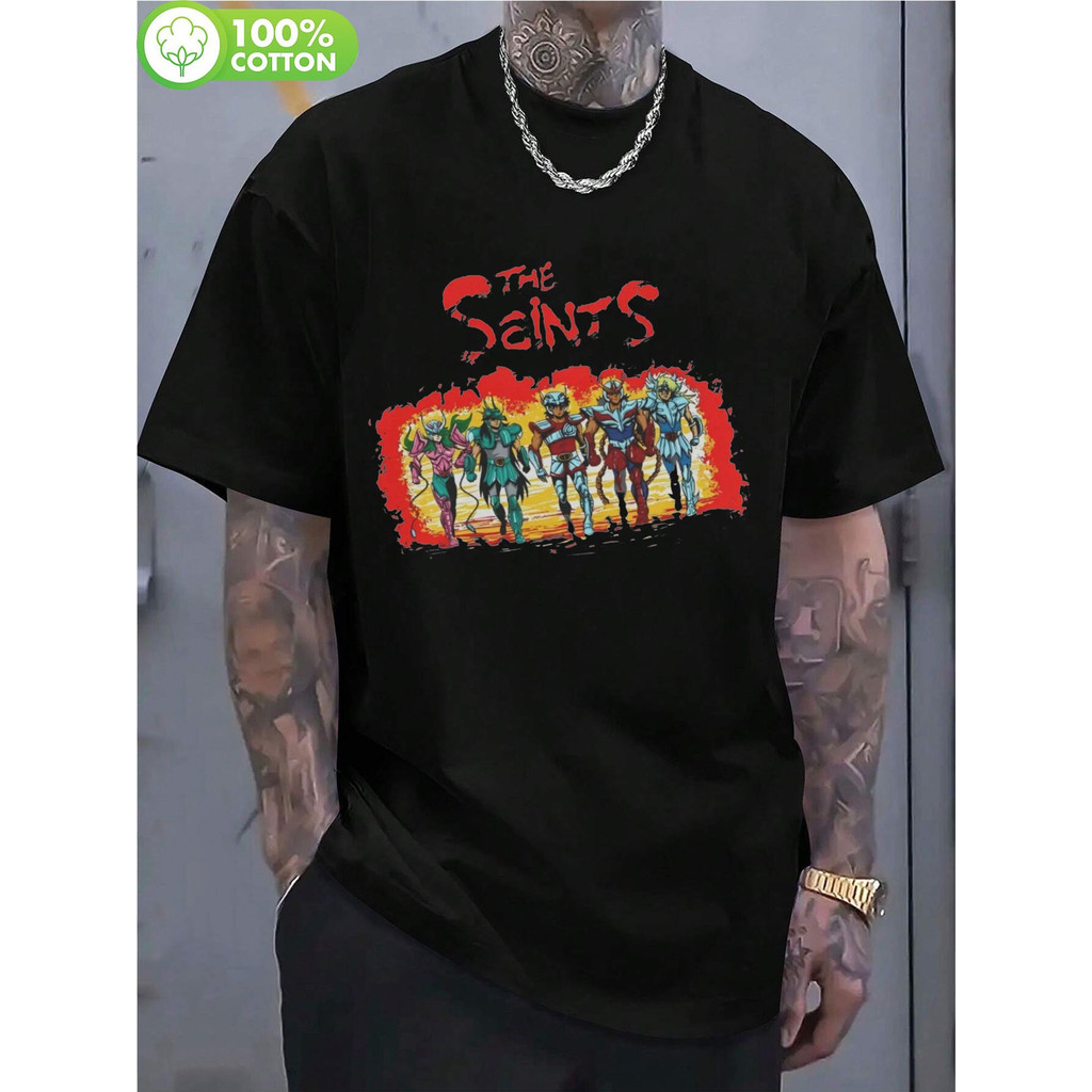Camiseta Unissex Oversized Camiseta Masculina The Saints Símbolo Personagem Religioso Estampado Estiloso Confortável Str