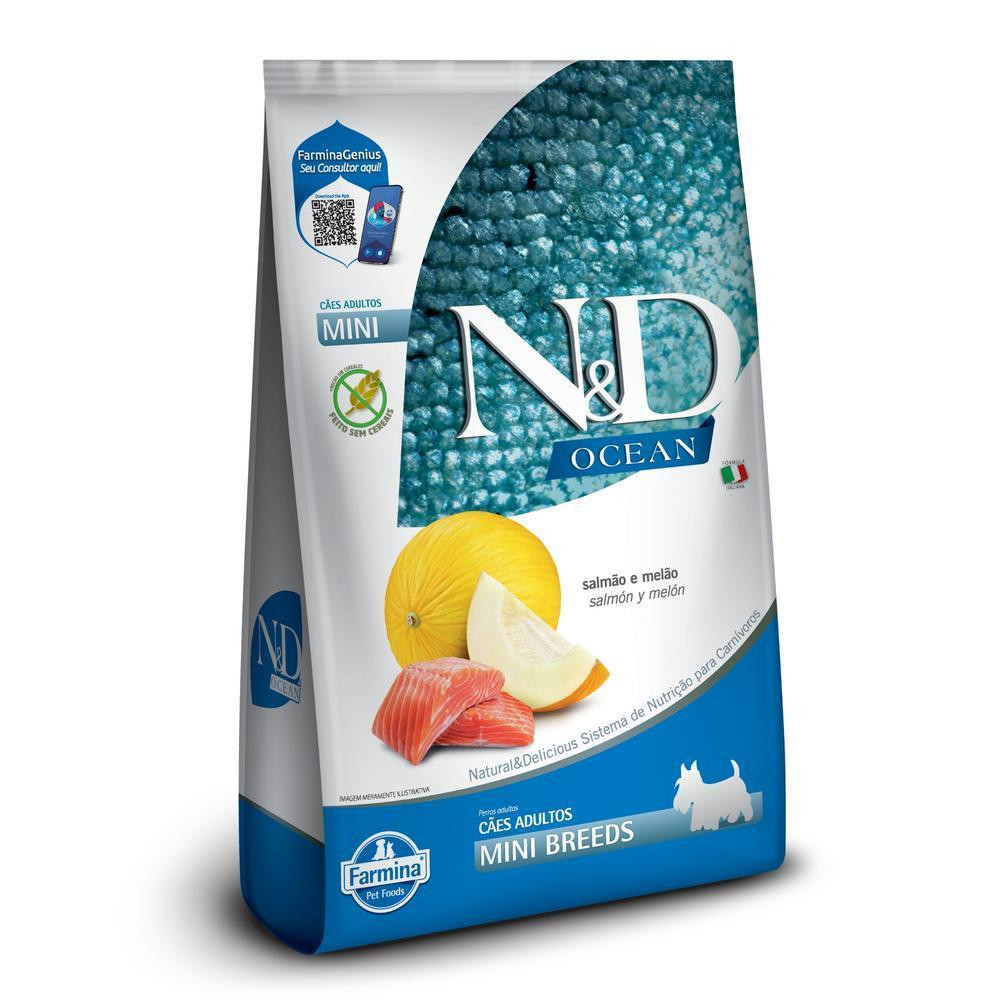 N&D Ocean para Cães Adultos de Raças Mini e Pequenas Sabor Salmão e Melão 2,5Kg