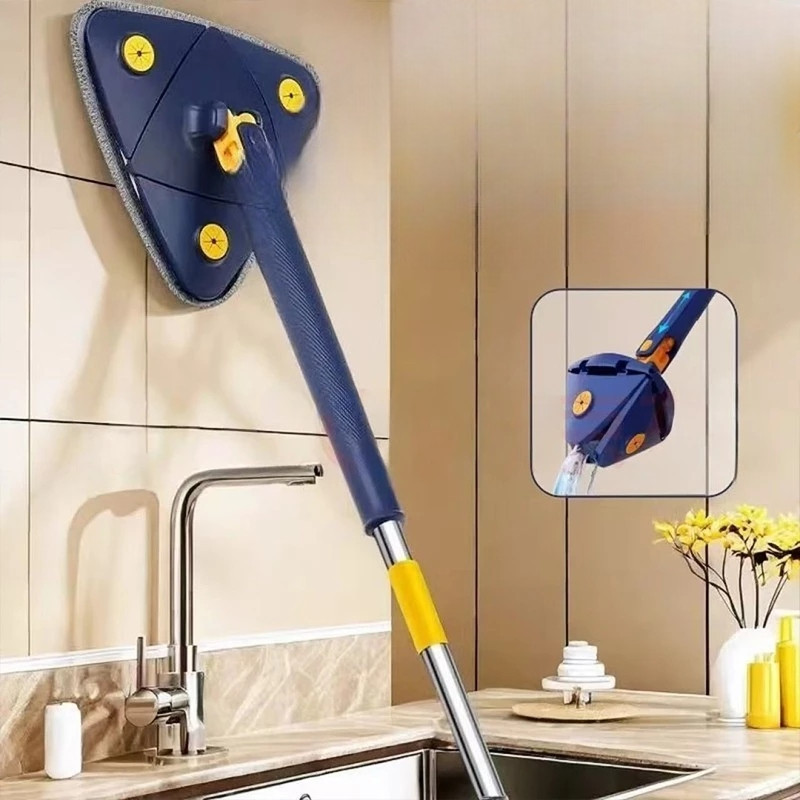 Mop Triangular Esfregão Rodo Limpeza Piso Parede Vidro Janela Cerâmica Ajustável Cabo Alto Lavagem
