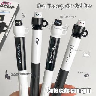XFTOY Bonito Xícara De Chá Gato Gel Canetas 0.5mm Diversão Animal Qui Seco Caneta Criativa Rotativa Poeta Para Uso Escol