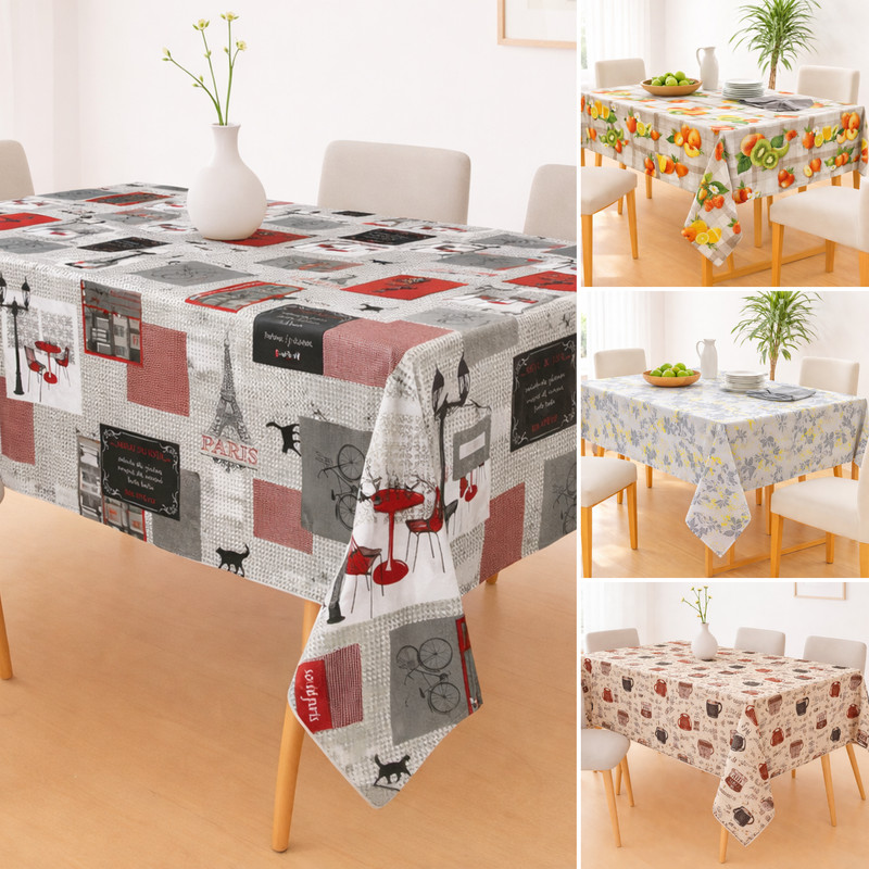 Toalha de Mesa PVC Estampa Aleatória Impermeável Premium 4/6/8/12 Lugares Proteção e Decoração
