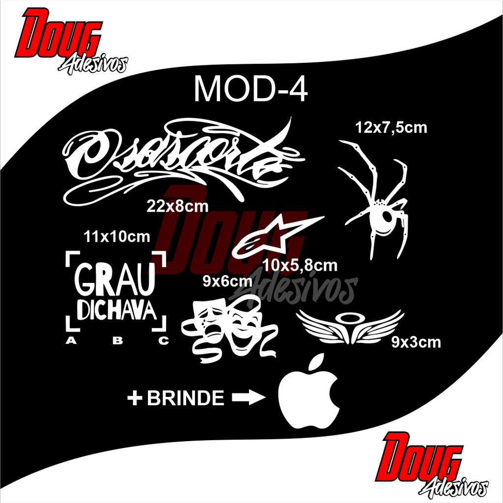 Cartela de Adesivos Para Moto Carro Bicicleta Bike MOD-4 Grande em Oferta na Shopee