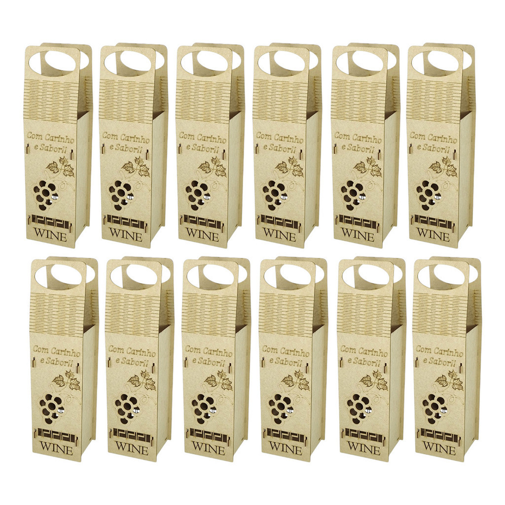 Caixa De Vinho Porta Garrafa Decor Personalizável Kit 25 Un