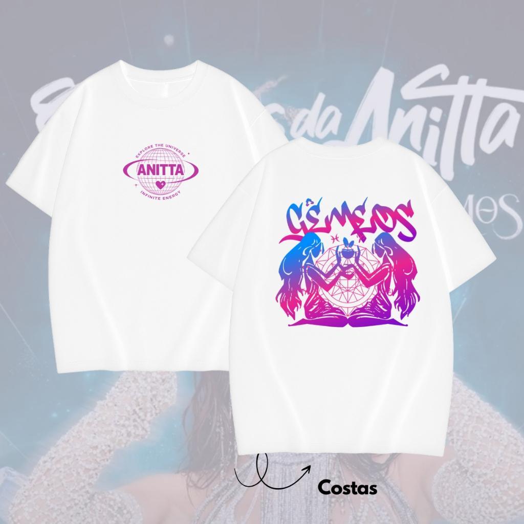Tshirt Camiseta Signo Gêmeos Tema Cosmos Ensaios da Anitta - Blusa 100% Algodão Unissex Funk Brasil Horóscopo