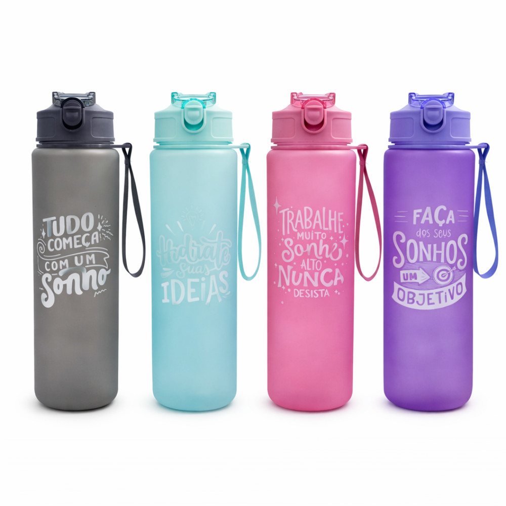 Garrafa de Água 750ml Plástica Com Canudo e Frases Squeeze Esportiva em Oferta na Shopee