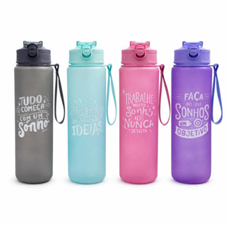 Garrafa de Água 750ml Plástica Com Canudo e Frases Squeeze Esportiva em Oferta na Shopee