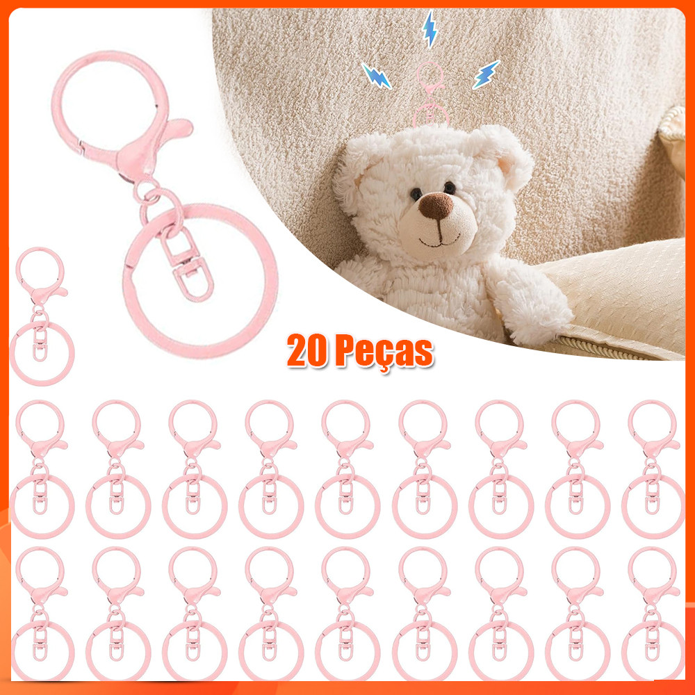 20 peças 30mm Argola para chaveiro de ganchos de chaveiro de faça você mesmo chaveiro joias acessórios de fivela Rosa