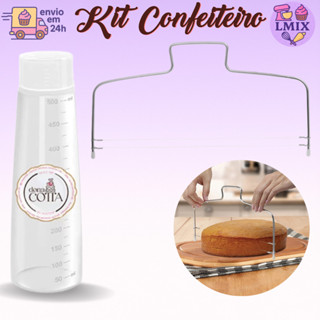 Kit Regador de massas Bisnaga para umedecer Bolo Branco e Cortado Fatiador de Massas Inox em Oferta na Shopee