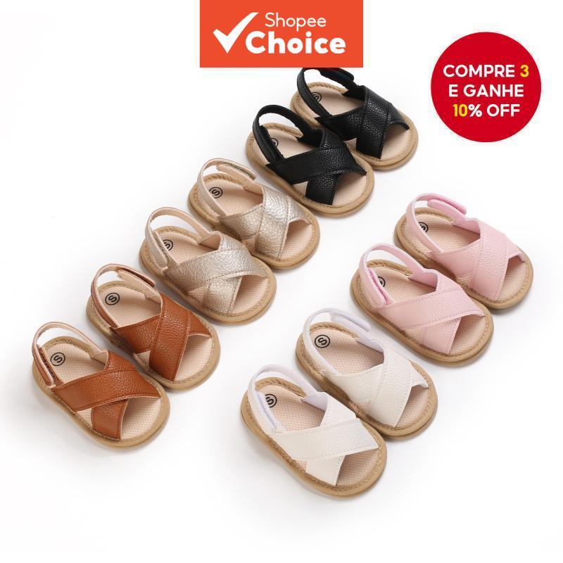 Sandálias De Couro Macio Para Bebês Meninas – Sapatos Infantis Confortáveis Datas E Ocasiõ...