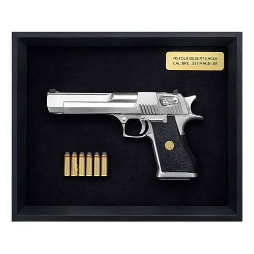 Quadro Decorativo Pistola Desert Eagle Cal. 357 Magnum - Decoração Moderna - Feito em Resina 3D