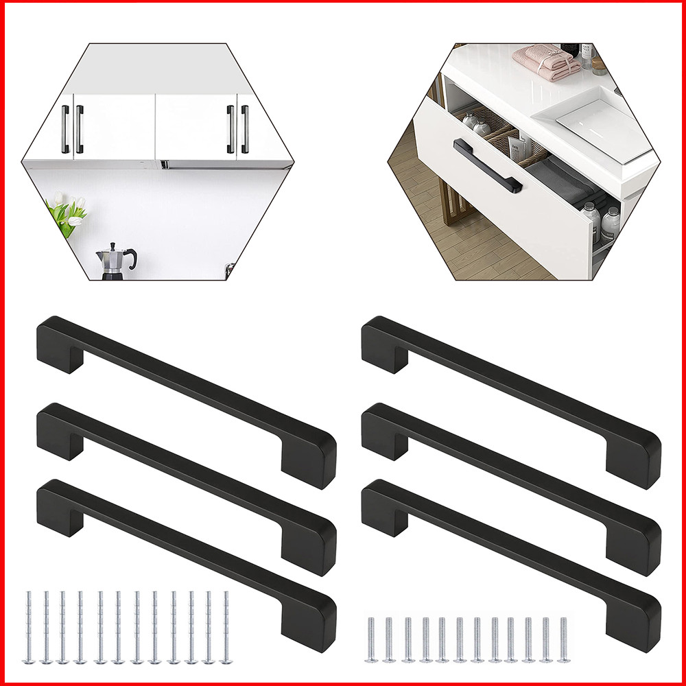 Conjunto de 6 maçanetas porta metal, puxador porta liga alumínio preto 20 cm,para puxadores portão/cerca galpão
