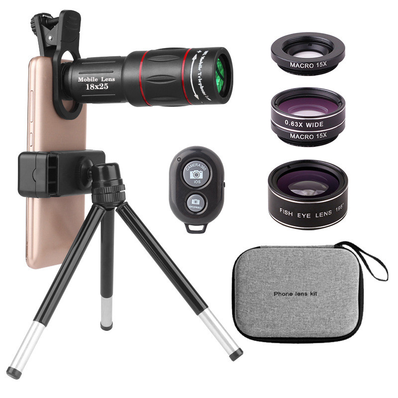 Vendas diretas da fábrica 18 vezes lente telefoto para celular grande angular Macro olho de peixe três em um Selfie de t