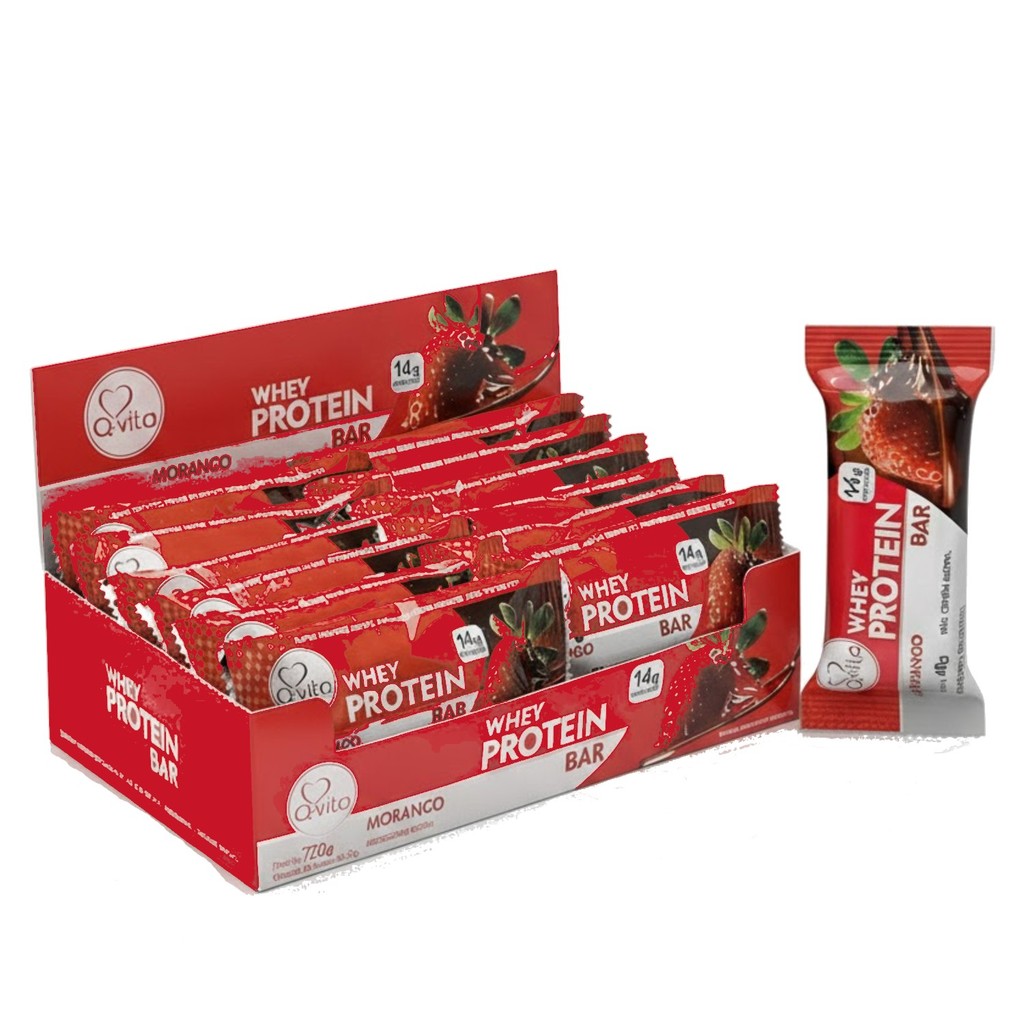 Barra de Proteina Sabor Morango Q-VITA 40g - 18 Unidades