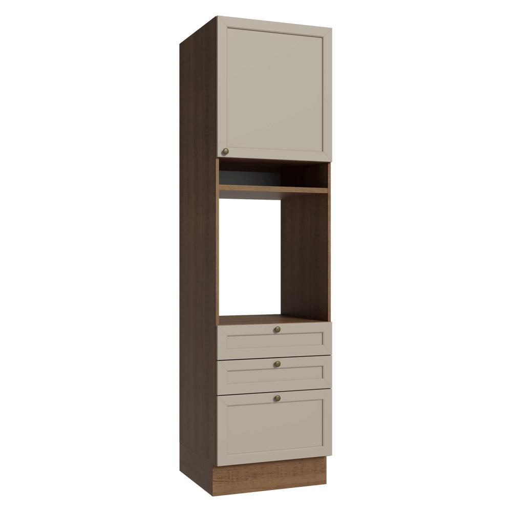 Torre Quente 60 cm 1 Porta 3 Gavetas Rustic/Crema Vik Madesa