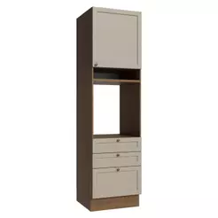 Torre Quente 60 cm 1 Porta 3 Gavetas Rustic/Crema Vik Madesa