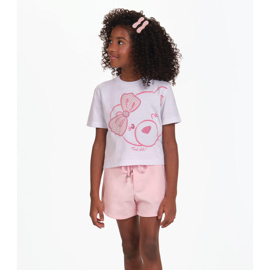 Conjunto Camiseta com Shorts Menina Trick Nick Branco