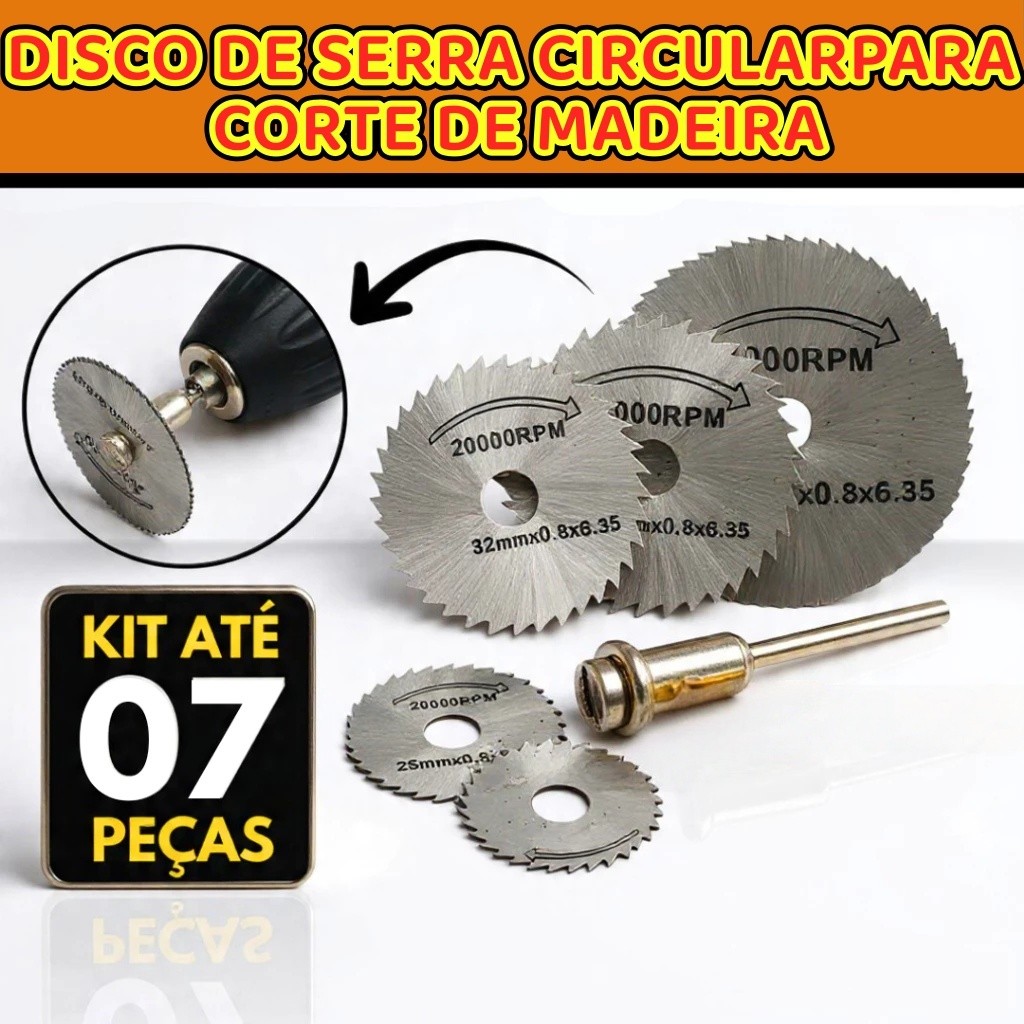 Jogo 7 Peças de aço Mini Disco Corte Serra Micro Retífica Furadeira Alta Resistência em Oferta na Shopee