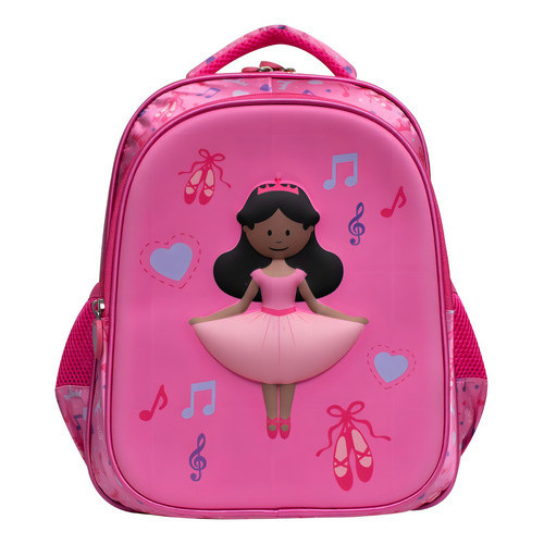 Mochila de Costas Infantil Rosa Feminina Bailarina 3d Yins