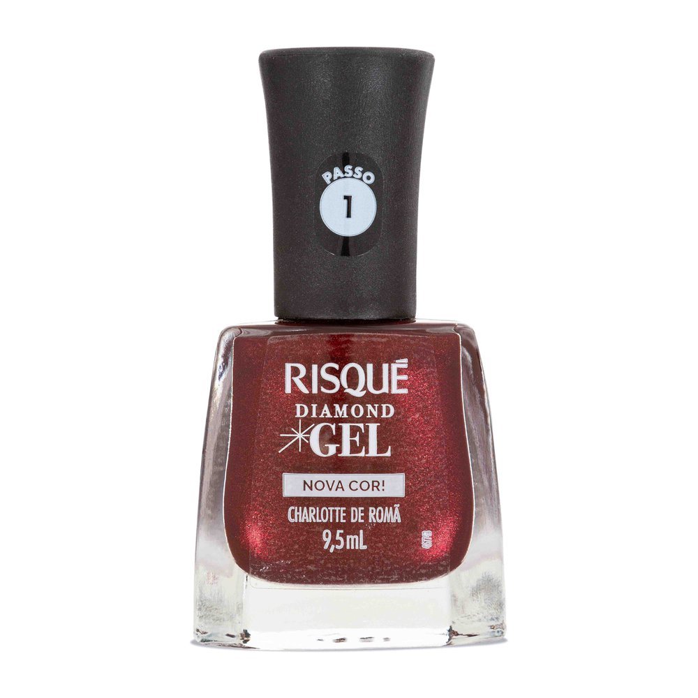 Esmalte Vermelho Risqué Diamond Gel Charlotte de Romã Metálico 9,5 ml em Oferta na Shopee