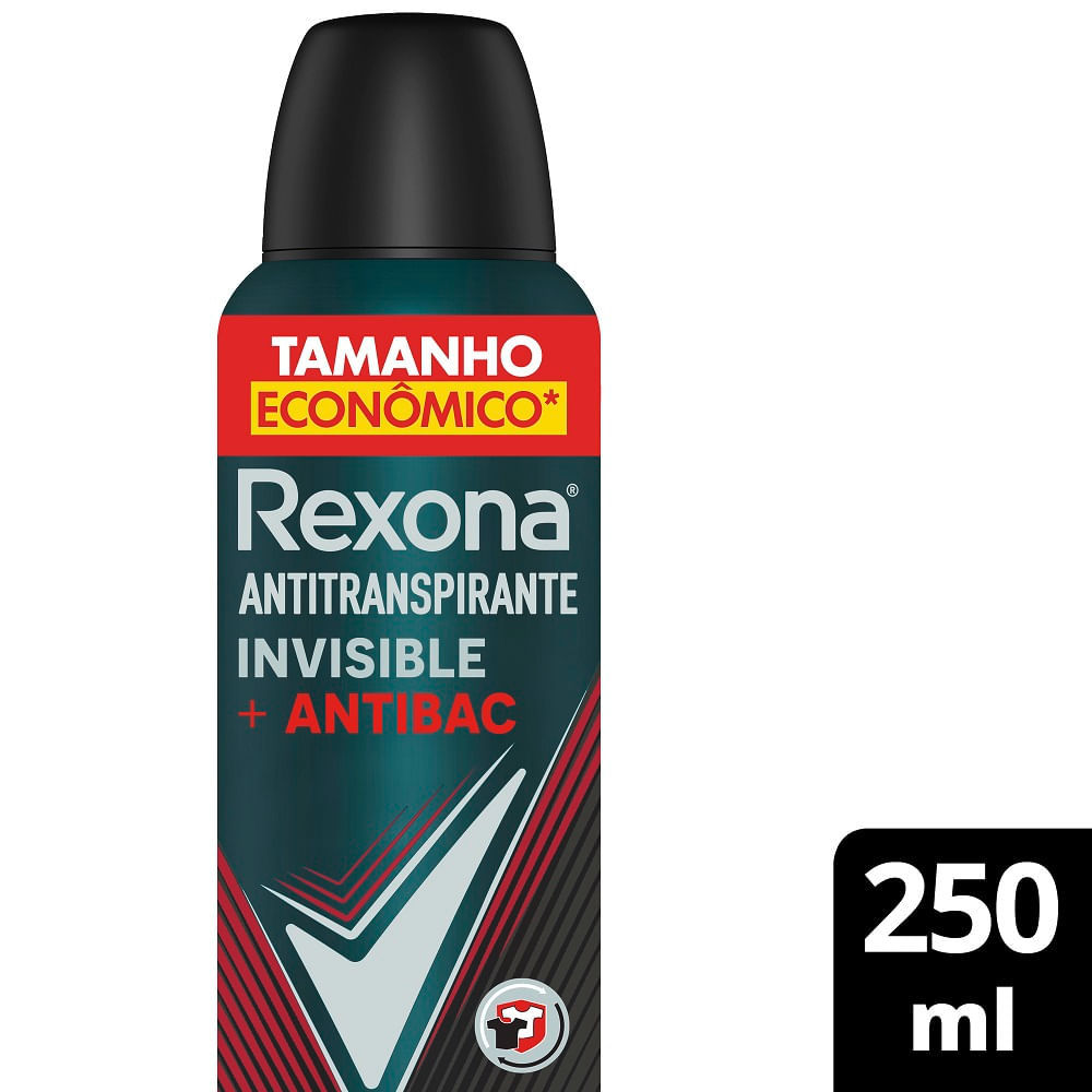 Antitranspirante Aerosol Rexona Men Invisible + Antibac 250ml em Oferta na Shopee
