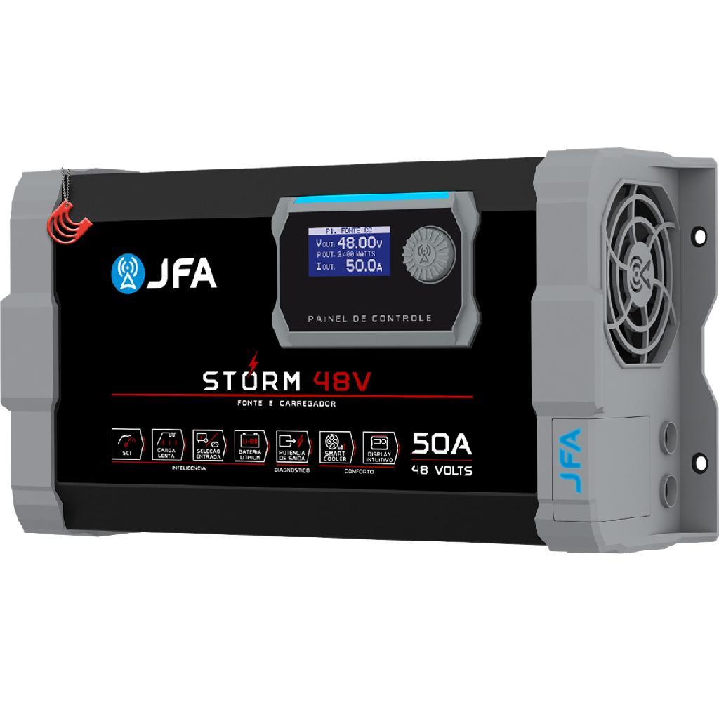 Fonte JFA Storm 48v 50A Bivolt Carregadora Bateria Para Som Automotivo Trio Paredão Festa Show