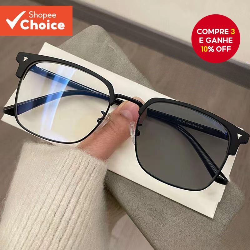 Óculos De Leitura Fotocromáticos Com Armação De Metal Quadrada Homem E Mulher-Anti Luz Azul Radiação Para Homens/Mulhere