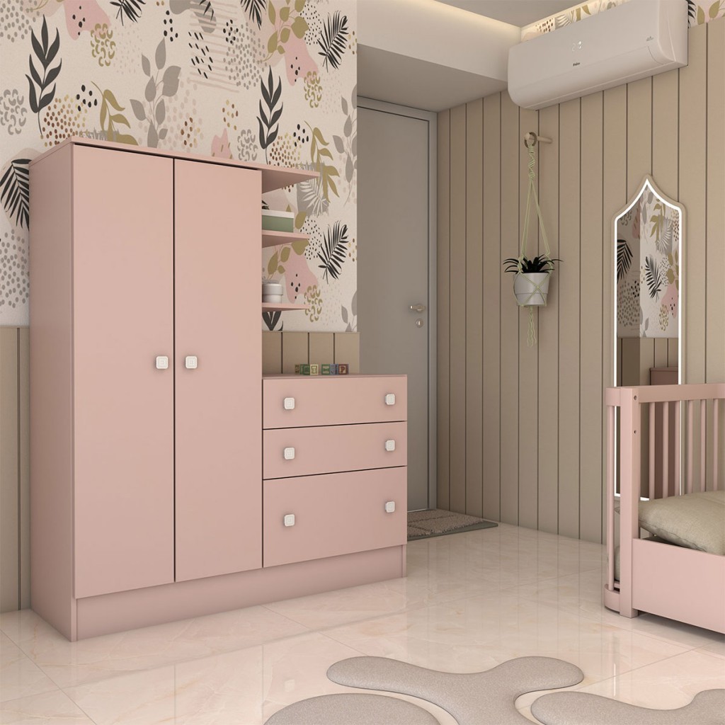 Guarda-Roupa Infantil com Cômoda Colorê 2 Portas 3 Gavetas - Panorama Móveis