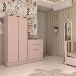 Guarda-Roupa Infantil com Cômoda Colorê 2 Portas 3 Gavetas - Panorama Móveis