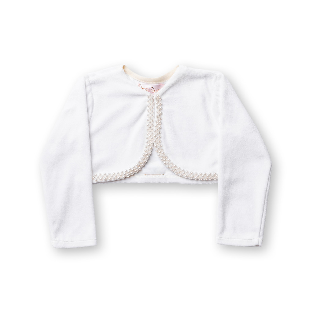 Bolero Infantil Menina Plush Festa Pérolas Bordado Mão Inverno