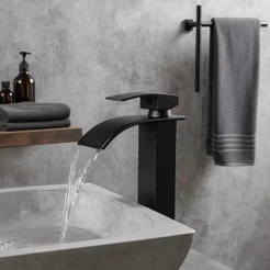 Torneira Banheiro Lavabo Monocomando Cascata Luxo Preta Alta
