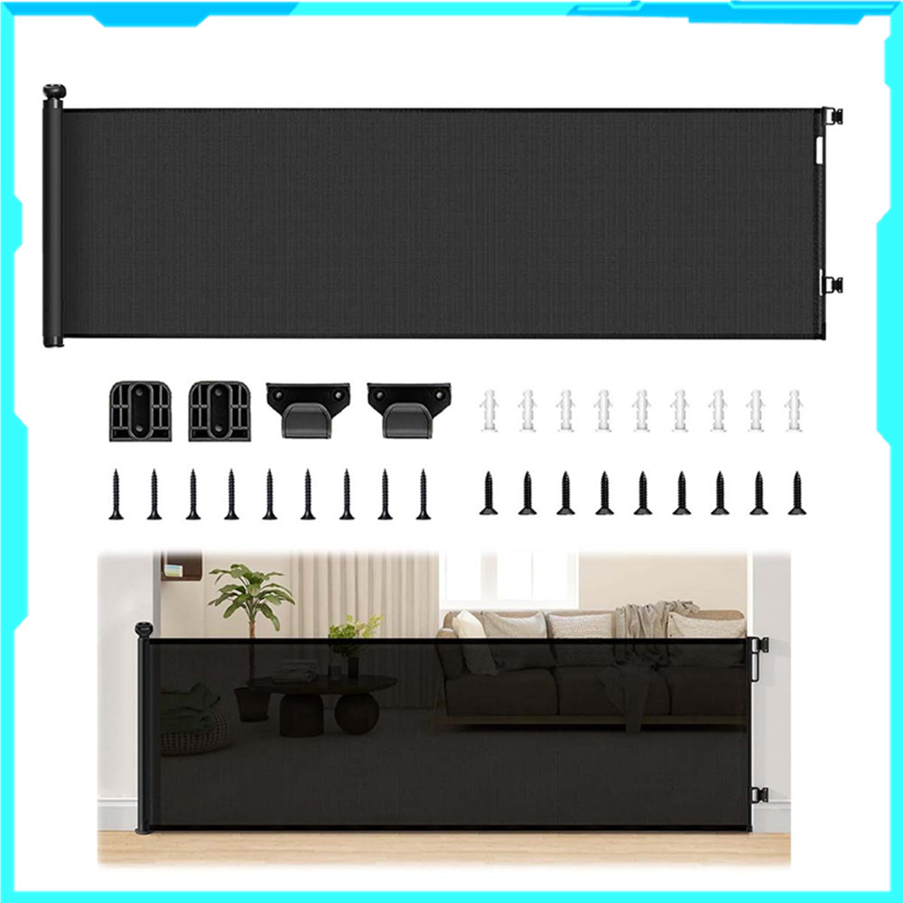 Cerca retrátil para bebês de estimação, reforçada, resistente a arranhões, 33 pés, extensível a 3 metros, multiocasão, a