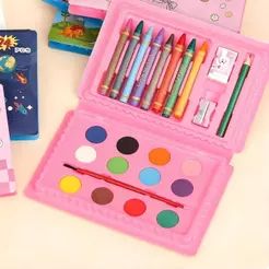Kit Pintura Infantil 24 Peças | Maleta Criativa com Giz e Aquarela