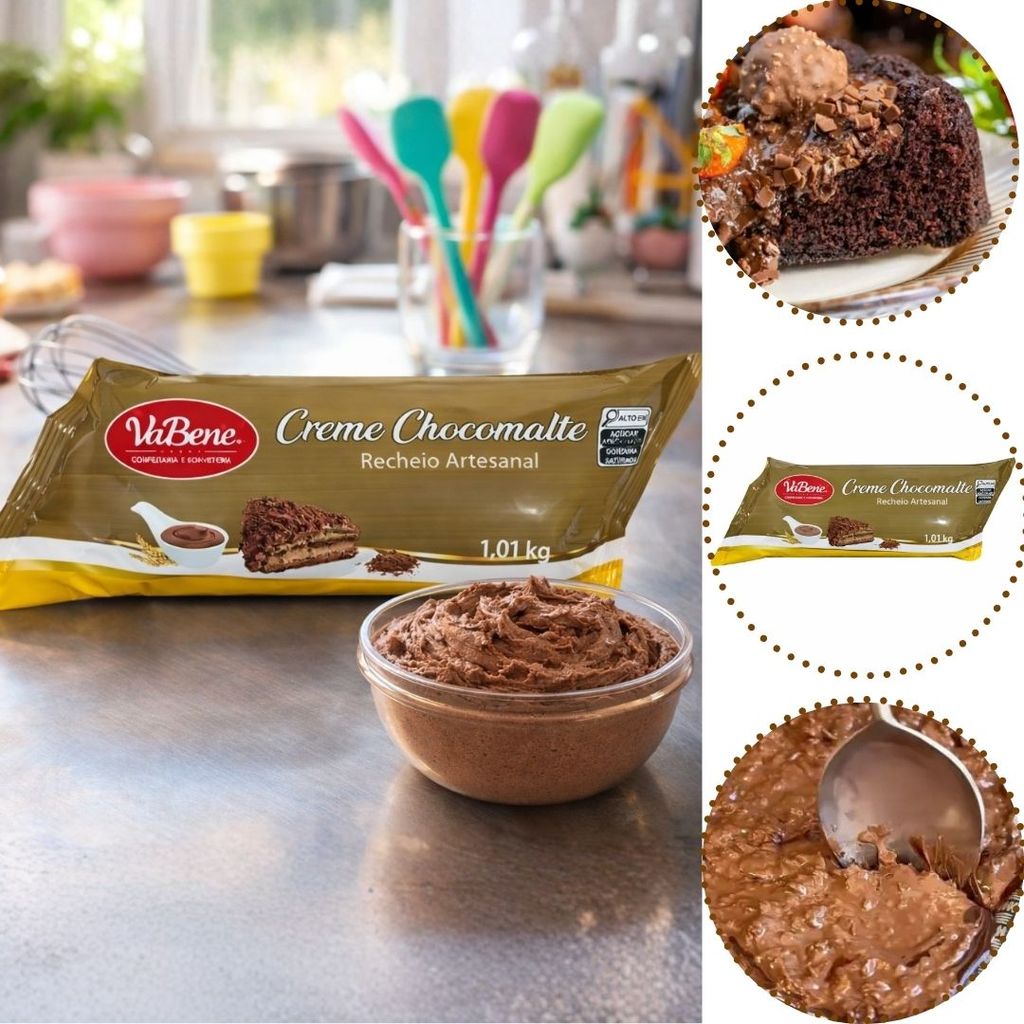 2 RECHEIO ARTESANAL CREME CHOCOMALTE 1,01KG VABENE