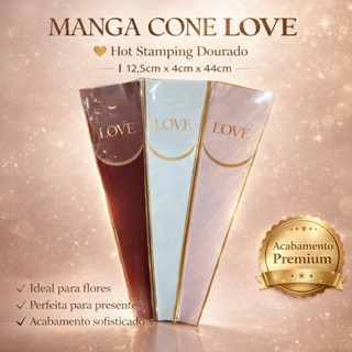Manga Cone Love Hot Stamping 12,5x4x44cm – 30 Unidades em Oferta na Shopee